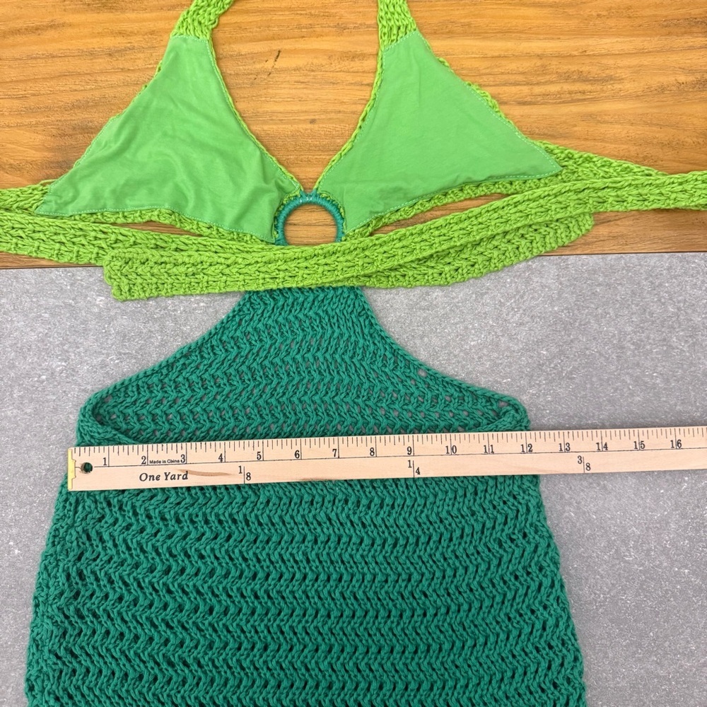 Peppermayo Haven Crochet Cut-Out Maxi Dress Green Two-Tone Size S/M - Picture 9 of 11